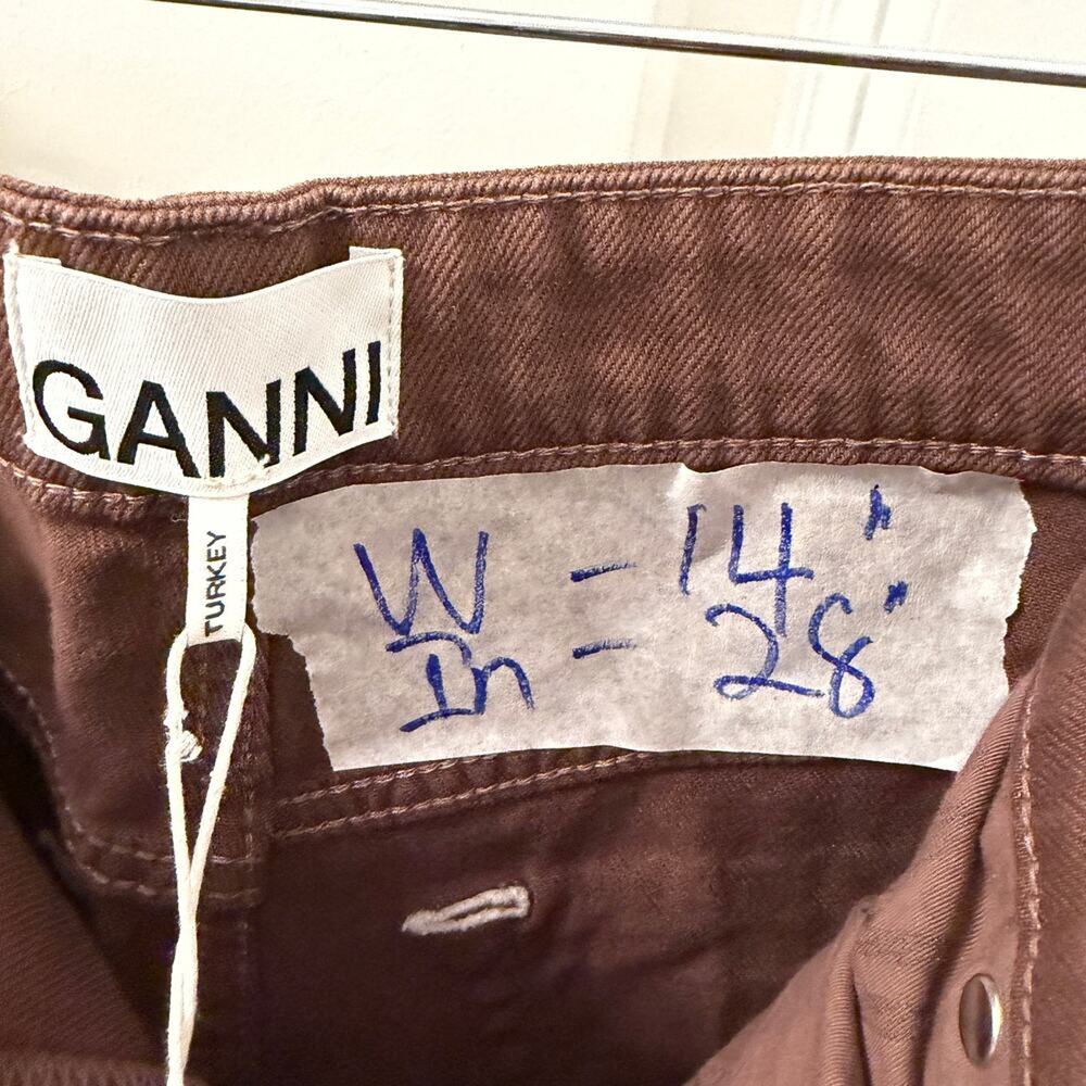 NWT $375 GANNI Barrel CURVED LEG JEANS - FOIL SZ 27 - Picture 9 of 11